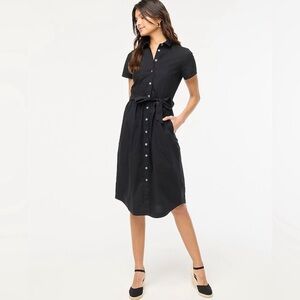 J Crew Factory NWT Short Sleeve Midi Shirtdress Size 12 in Black